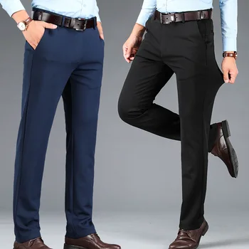 Engorda e Ampliando o Terno de Calça masculina de Primavera e Verão, masculina Casual Calças Soltas em linha Reta do Tubo de Homens de meia-idade de Negócios