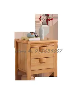 Armário de cabeceira de estilo Chinês, simples e moderno Europeu de madeira maciça, madeira de borracha log completo de noz de cor de cabeceira, armário de armazenamento
