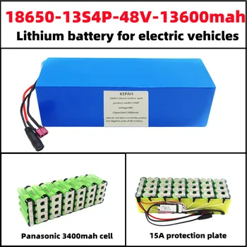 48V 13600Ah 18650 3400mah 13S4P bateria de iões de lítio scooter bateria de 48v 13.6 ah bicicleta elétrica da bateria T plug 48V2A carregador