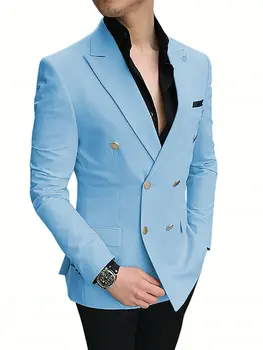 Casaco azul, Calça Preta Homens Ternos 2pcs de Pico Lapela do Blazer de Negócios de Alta qualidade, os Homens de Ternos de Casamento Traje(Casaco+Calça+Laço)