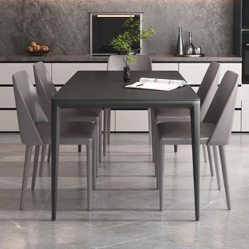 Luz de luxo e minimalista moderno e minimalista pequena família retangular rock mesa de jantar