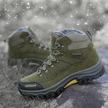 A Neve do inverno Botas de Caminhada para os Homens, Manter-se Aquecido Pele por Dentro de Alta de Tornozelo Exterior Botas de Alpinista Caça Sapatos Fortest de Neve Térmica Sapatos
