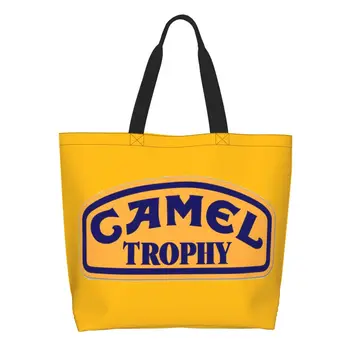 Kawaii Camel Trophy Logotipo Compras Sacolas Reutilizáveis De Lona De Compras Do Shopper Saco De Ombro