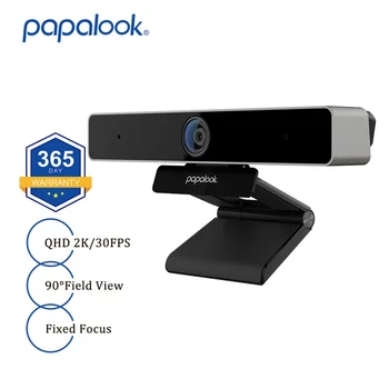 2K 30fps 1080P Webcam, PAPALOOK PA920 FHD Câmara Web USB de Foco Fixo com 2 DSP MIC/Tripé/Privacidade Capa, para o Portátil de Transmissão