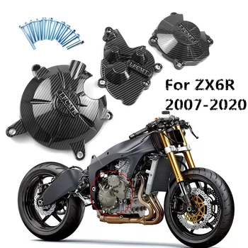 O Carbono negro Motocicletas Tampa do Motor Caso, a Proteção Para a KAWASAKI ZX6R 2007 08 09 10 12 13 14 15 16 18 19 2020