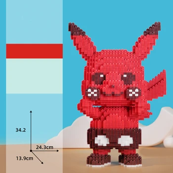 Criativo Pokémon Blocos de Construção Pikachu Dragão de Fogo Gordura Ding Imagem Modelo DIY Quebra-cabeça Montado Brinquedos para Crianças, Presente de Aniversário