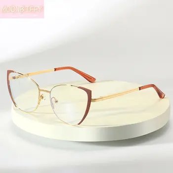 Mulheres Anti Luz Azul Óculos Vintage Olho de Gato de Óculos de Armação de Metal Ótica Jogo de Computador de Óculos para Senhoras Marca de Luxo Unisex