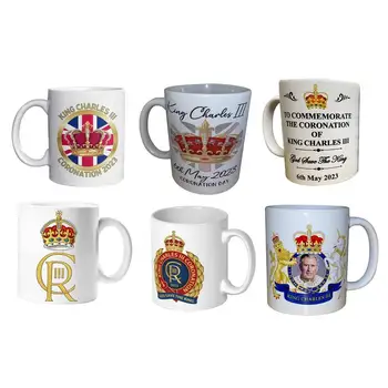 O rei Charles Caneca Rei Carlos III Recordações Lembrança Alça Confortável Coroação de Dom Xícara de Café, máquina de lavar Louça Segura de Chá Cerâmica
