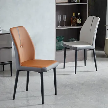 O Nordic light luxo cadeira de jantar de casa soft bag hotel de mesa de jantar e cadeiras de lazer, restaurante de couro simples, fezes de volta