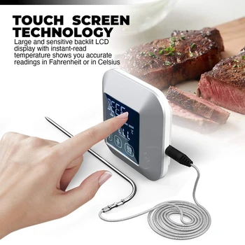 Touchscreen Cozinha Termômetro Cronômetro de Alta Precisão de Casa por muito Tempo com Fios da Sonda Termometrs Digital,Termômetro do Alimento Para a Carne de Peixe de CHURRASCO