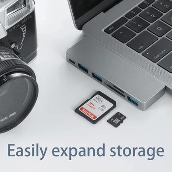 RYRA 6in1 Tipo-C Hub Estação de Ancoragem USB-C Para o CONCENTRADOR USB 3.0 SD/TF Leitor de Cartão Para o Macbook air 2020 2019 2018 Acessórios do Portátil