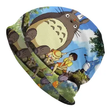 Meu Vizinho Totoro Skullies Beanies Caps Para Homens Mulheres Unisex Hip Hop Inverno Quente Chapéu De Malha De Adultos Espírito Da Floresta Bonnet Chapéus