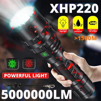 Novo 5000000LM de Alta Potência Potente Lanterna LED Tático Militar Tocha USB Camping Lanterna Impermeável Auto-Defesa