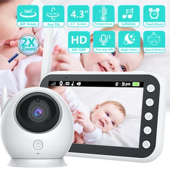 Video Baby Monitor 2.4 G sem Fio Com 4,3 Polegadas LCD de 2 Vias de Áudio Falar Visão Noturna de Vigilância Segurança Câmera Babá Zoom 2X