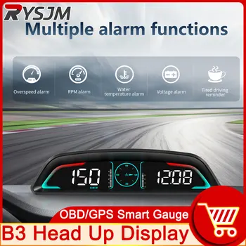 B3 OBD HUD Auto Velocímetro Head Up Display Tacômetro temperatura da Água de Consumo de Combustível Tensão de Tempo com 5 Alarme de excesso de velocidade Lembrete