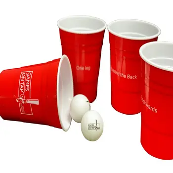 Beer Pong Copa do Conjunto com Desafios Engraçados, 20 Copos Reutilizáveis E 6 Bolas de Ping-Pong