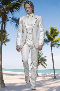 Branco Lapela Entalhe Dois Botões Feitos De Moda Homens Ternos Slim Fit Terno Masculino De Alta Qualidade Simpel Bonito E Confortável