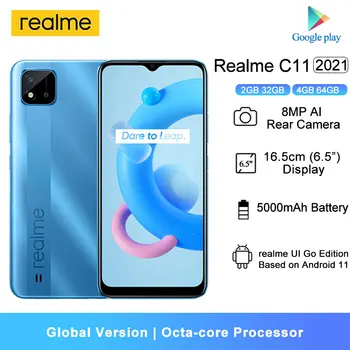 Versão Global Realme C11 2021 Celulares 4G 2GB/4GB RAM 6.5