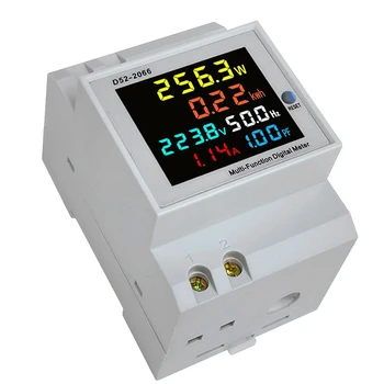 3X Trilho Din CA Monitor 6IN1 40-300V 100A a Tensão de Corrente Fator de Potência Ativa de KWH de Energia de Frequência de Medidor de VOLT AMP