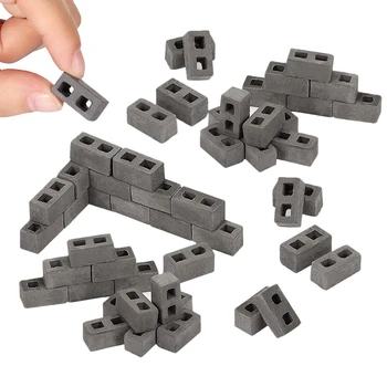 300 Pacotes De Cimento Blocos De 1/12 Escala Mini Tijolos De Concreto Em Miniatura Tijolos Pequena Paisagismo Casa De Bonecas Acessórios