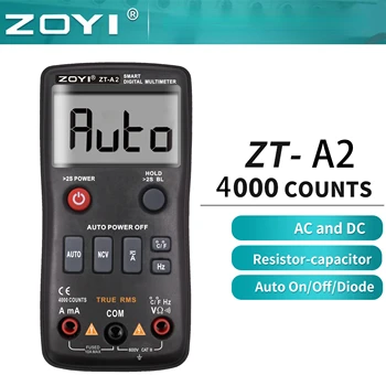 ZOYI ZT-A2 Mini Multímetro Digital do Amperímetro Voltímetro Frequência de luz de fundo Residencial Metros do Diodo Tensão de AC/DC NCV Testador de 4000C