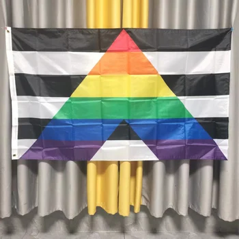 Frete grátis Alta Qualidade Gay Reta Aliados Colorido arco-íris LGBT Bandeira bandeira do Orgulho Gay de 5*3 pés 90x150cm de Suspensão de impressão