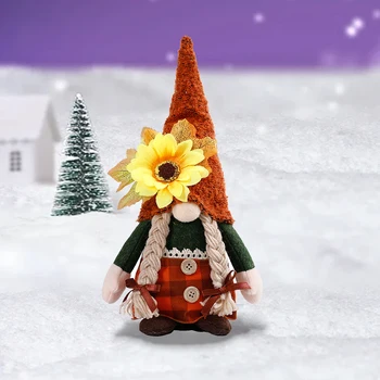Festival da colheita Lindo Brinquedo de Decoração de Festa Tema sem Rosto, de Pé Brinquedo com Maple Leaf Mini Chapéu de ação de Graças Ornamento