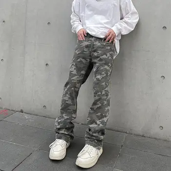 Japonês Plus Size Camo Jeans Homens de Roupas em Estilo Americano Calças de Carga Vintage 2023 de Moda masculina de Grande Perna de Calça de algodão U96