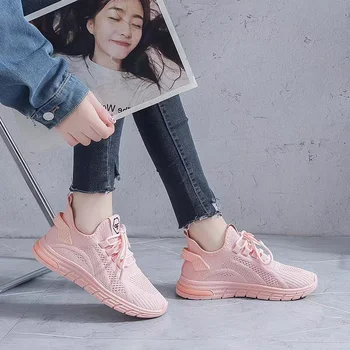 2023 Primavera Verão Novos Sapatos femininos Tênis Estilo coreano Respirável Desportivos Sapatos Casuais Mulheres de Cor Sólida Malha de Ar de Sapatos de Mulher