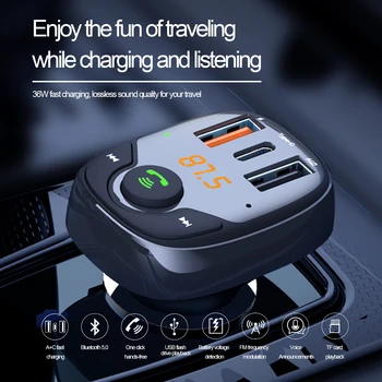 ZELO correcção 36W 5.0 Bluetooth, Leitor de Música Super Rápido Carregamento, Dual USB de Isqueiro Multifuncional Leitor de Música MP3 do Carro