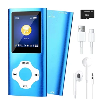 Leitor de Música MP3 Com Bluetooth 5.0, Aparelhagem hi-fi Portátil de Música, Leitor de Vídeo/Visualizador de Fotos Para Crianças (de Azul)