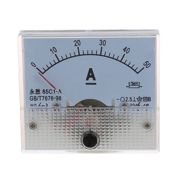 85C1 DC 0-50A Retângulo Analógico Painel Amperímetro Medidor