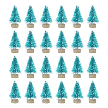 24 Pcs Mini Árvore De Natal Artificiales Par De Seda, Sisal Criança Mesa Da Sala De Jantar