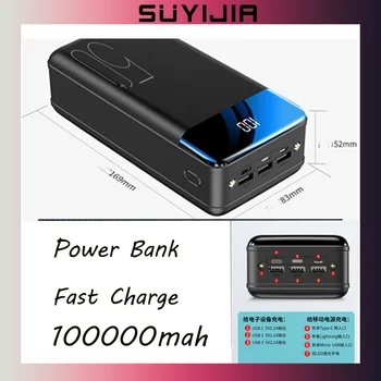 Novo Banco de Potência de Carregamento Rápido Portátil USB 5V 2.1 UM 100000mAh Universal Banco de Alimentação de Grande Capacidade, o Telefone Móvel com o DIODO emissor de Luz