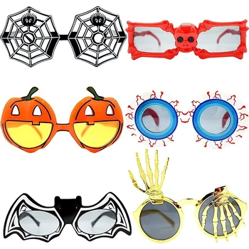 Halloween Óculos, 6 Pcs Halloween Óculos Engraçado Adereços Foto de Abóbora Esqueleto de Morcego Forma de Cosplay Óculos de sol para Crianças, Adultos, Ha