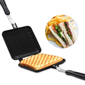 Non-Vara Breakfast Sandwich Maker Aquecimento Rápido Torradeira Waffle Panini Grill com Alça Longa para o pequeno-Almoço de Pão de Lanches Quente da Venda