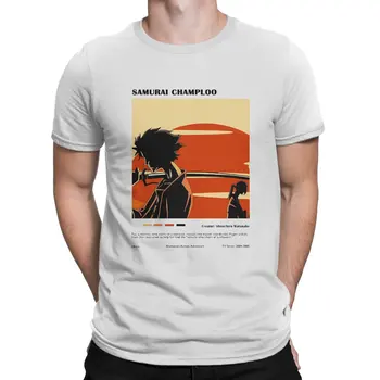 Resumo Homens TShirt Samurai Champloo Crewneck Tops Tecido Camiseta Humor De Qualidade Superior Idéia De Presente