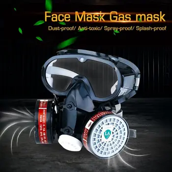 Anti-fog 2 em 1 material de Segurança montado na Cabeça do Filtro Industrial de Dupla Proteção Máscara de Gás, Química Óculos de proteção Respirador