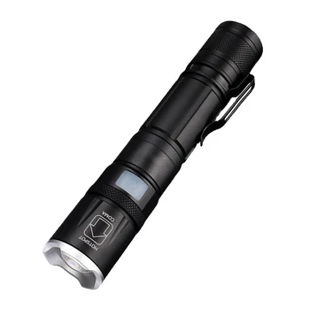 Zoomable Bolso Com porta-Caneta Recarregável USB Brilhante Super do Bolso Exterior 5 Modos de Caminhada da Tocha Lanterna Led Portátil