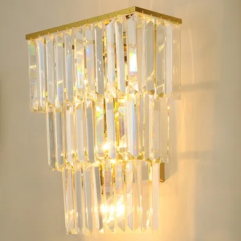 Luxo Moderno De Cristal Forma Geométrica Lâmpada De Parede Da Sala De Estar, Quarto De Estudo De Iluminação Interior Led Para Decoração De Casa