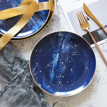 Talheres decorativos porcelana prato de presença aquecimento cerâmica estrela jantar frutas sobremesa utensílios de cozinha