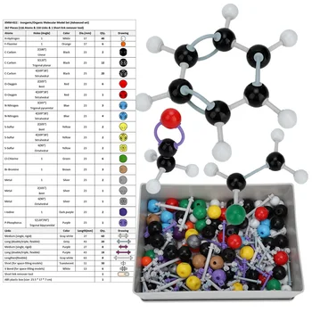 267 Pcs Molecular, Orgânica, Inorgânica Estrutura Kit Átomo de Modelo de Ligação Conjunto para Aluno Professor Átomo de Construção do Modelo de Construção de Brinquedos