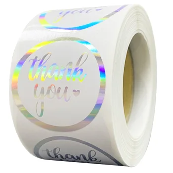 500pcs Laser com Amor Obrigado Autocolante de Decoração de Presente de Artesanato Etiqueta Holográfica de papel de carta Adesivos
