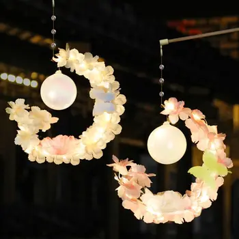 Estilo chinês Mid-Autumn Festival das Lanternas Brilhando feito a mão Luminosa Flores Lanternas DIY Saco de Material de Bênçãos Decoração para uma Festa