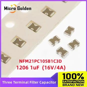 (10PCS) 0805 1uF 105 16V 4A 2012 SMD de Três terminais do Capacitor de Filtro NFM21PC105B1C3D EMI Estático Filtro de Ruído Através do Capacitor