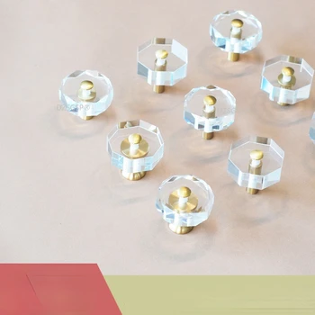 Luz de Luxo Bronze+de Cristal Gabinete Puxadores de Gaveta PullsTransparent de Girassol/Torre Octogonal Botão do Hardware da Mobília