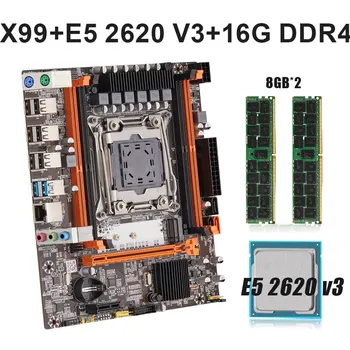 Kit Xeon X99 LGA 2011-3 placa-Mãe E5 2620V3 E 2*8GB DDR4 2133MHZ ECC REG Suporte de Memória M. 2 NVME USB SATA PCIE x99