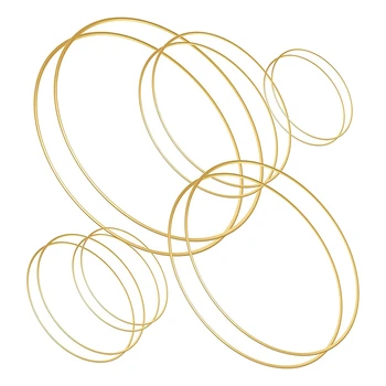 12 Pces 6 Tamanhos de Ouro Apanhador de sonhos Anéis de Metal Floral Aros Coroa de Macramé Criações Anel para DIY Artesanato
