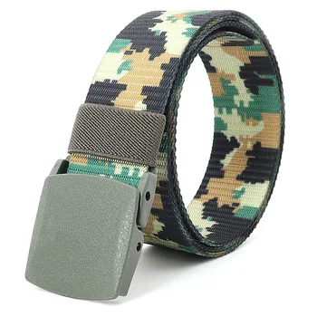 Homens Fivela Plástica Cintos Moda Camuflagem Cinta de Nylon Militares do Exército Exterior Tático Cinto Masculino Esporte 3,8 cm Largura Cintura