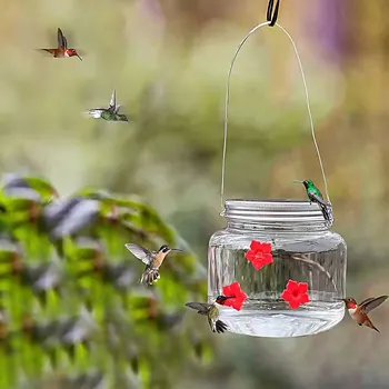 1Pc Masn Jar Beija-flor Alimentador Jardim Garrafa de Vidro Alimentadores do Pássaro de Suprimentos